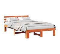 HETFTJN Cornice per letto 140 x 190 cm, in pino massiccio, marrone cera, moderna, con testiera, altezza 31 cm, stabile letto matrimoniale, costruzione per camera da letto e camera degli ospiti