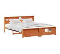 HETFTJN Cornice per letto con testiera, 180 x 200 cm, in pino massiccio, marrone cera, design moderno, robusta costruzione per camera da letto, camera dei ragazzi, camera degli ospiti