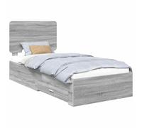 HETFTJN Cornice per letto con testiera Sonoma grigia, 90 x 200 cm, in legno dal design moderno, robusto, con cassetti, per camera da letto, camera dei ragazzi, camera degli ospiti