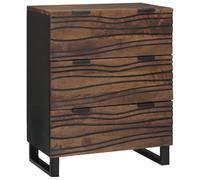 HETFTJN Credenza 60 x 33,5 x 75 cm, in legno di mango marrone con 3 cassetti, stile rustico con gambe in ferro, robusto armadietto per soggiorno, corridoio, sala da pranzo