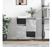 HETFTJN Credenza 60 x 35 x 70 cm, in legno grigio cemento, con gambe in ferro, per cucina, corridoio e soggiorno, cassettiera