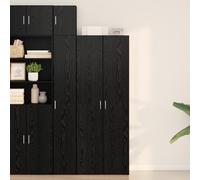 HETFTJN Credenza Alta per Cucina e Soggiorno in Legno Ingegnerizzato Nero con 2 Ante, Mobile Salvaspazio 70x42.5x185 cm per Sala da Pranzo