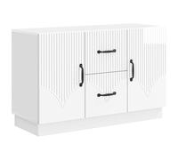 HETFTJN Credenza bianca lucida, 89 x 34,5 x 57 cm, comò con 2 cassetti e 2 ante, moderna credenza in legno per soggiorno e corridoio, portata fino a 60 kg