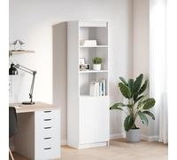 HETFTJN Credenza Bianca per Cucina Soggiorno Bagno Ingresso, Mobile Multiuso Salvaspazio in Legno Multistrato con 5 Ripiani e Anta, Armadietto Portaoggetti, Dimensioni 50x35x180 cm