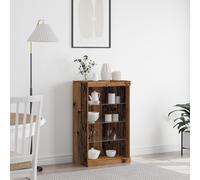 HETFTJN Credenza Buffet con Luci LED in Legno Vecchio per Sala da Pranzo, Mobile TV Multiuso con 3 Ripiani in Vetro, Mobile Cucina Salvaspazio 60,5x37x100 cm Marrone
