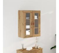 HETFTJN Credenza Buffet in Rovere Artigianale con Porte Vetro, Mobile Cucina Salvaspazio per Soggiorno o Sala da Pranzo, 4 Scaffali, Design Moderno, Legno Ingegnerizzato Marrone, 69.5x34x90 cm