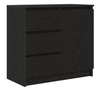 HETFTJN Credenza con 3 cassetti e 1 anta, colore nero, effetto rovere, 71 x 35 x 65 cm, per corridoio, soggiorno, sala da pranzo, ufficio