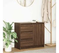 HETFTJN Credenza con 3 Cassetti in Truciolato Rovere Marrone 71x35x65 cm Mobile Multiuso Ampio Spazio Archiviazione per Cucina Soggiorno Ufficio Ingresso