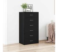 HETFTJN Credenza con 6 Cassetti Rovere Nero Legno Tecnico 50x34x96 cm Mobile Contenitore Salvaspazio per Cucina,Soggiorno,Ingresso