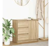 HETFTJN Credenza con Anta e 3 Cassetti Rovere Sonoma 71x35x65 cm Truciolato, Mobile Multiuso per Cucina Soggiorno Ufficio, Design Funzionale e Spazioso