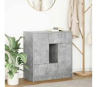 HETFTJN Credenza con Cassetti e Ante Grigio Cemento 70,5x34x74,5 cm Mobile per Cucina Soggiorno Ingresso Multiuso Salvaspazio Materiale Durevole