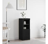 HETFTJN Credenza con Luci LED Rovere Nero 41x37x100 cm Mobile per Soggiorno Moderno Design Elegante con Scaffali Integrati per Spazi Interni come Soggiorno Corridoio o Ingresso