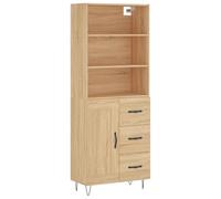 HETFTJN Credenza con Scaffale Rovere Sonoma 69,5x34x180 cm | Struttura alta a doppio modulo per soggiorno e corridoio con piedini in metallo e ante protettive anti polvere.
