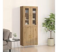 HETFTJN Credenza Cucina Alta con 4 Ante in Legno Rovere Artigianale, Mobile Soggiorno Moderno per Sala da Pranzo, Ampio Armadio Dispensa Salvaspazio 69.5x34x180 cm Marrone