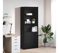 HETFTJN Credenza Cucina Alta Multiuso Rovere Nero Legno Tecnico 70x35x180 cm con Anta per Soggiorno Bagno Ingresso Organizzazione