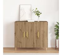 HETFTJN Credenza Cucina Artisan Oak con 3 Ante Mobile Soggiorno Salvaspazio in Legno Ingegnerizzato Beige Opaco 90x34x80 cm per Sala da Pranzo