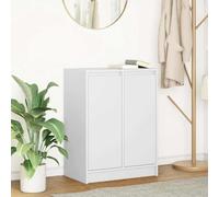 HETFTJN Credenza Cucina Bianca Moderna, Mobile Salvaspazio con 2 Ante e 2 Ripiani, in Legno Multistrato Resistente all'Umidità, Credenza Soggiorno o Ingresso, 57x34x76 cm, per Casa Ufficio