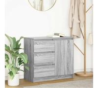 HETFTJN Credenza Cucina con Cassetti Grigio Sonoma 71x35x65 cm in Truciolato, Mobile Dispensa Salvaspazio con Anta e 3 Cassetti per Soggiorno, Ingresso o Ufficio