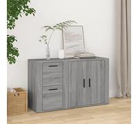 HETFTJN Credenza grigia Sonoma 100 x 33 x 59,5 cm, materiale in legno moderno con ampio spazio per soggiorno, corridoio, cucina o ufficio