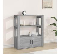 HETFTJN Credenza grigia Sonoma 80 x 30 x 90 cm, materiale in legno con ripiani e porte, design moderno, piano stabile, istruzioni di montaggio e montaggio a parete per Living Room, corridoio, cucina