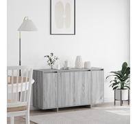 HETFTJN Credenza Grigia Sonoma Legno Ingegnerizzato Moderna per Sala da Pranzo con 4 Porte, Design Minimalista e Ampio Spazio di Archiviazione 135x40.5x75 cm