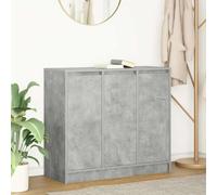 HETFTJN Credenza Grigio Cemento per Cucina Soggiorno Mobile Salvaspazio con 3 Ante e 3 Ripiani in Legno Multistrato 85x34x76 cm Multiuso per Interni
