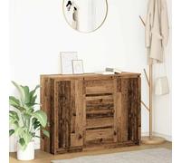 HETFTJN Credenza in legno antico 100,5 x 35 x 76 cm di larghezza con 4 cassetti, 2 ante, stile rustico industriale, robusto materiale in legno, per soggiorno, sala da pranzo, ufficio, corridoio