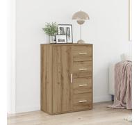 HETFTJN Credenza in Legno Ingegnerizzato 60x31x84 cm con Finitura Rovere Artigianale, Mobile Cucina o Soggiorno con Cassetti, Ante e Mensole per Sala da Pranzo