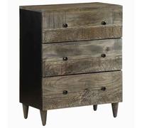 HETFTJN Credenza in Legno Massello di Mango Grigio Chiaro 60x33,5x75 cm con Piano Robusto e Ampio Spazio di Conservazione per Bagno Cucina Camera da Letto