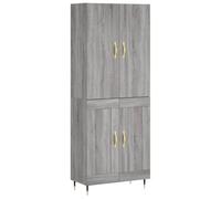 HETFTJN Credenza Mobile Alto Grigio Sonoma 69,5x34x180 cm Legno e Metallo | Mobiletto multiuso salotto a due moduli sovrapponibili con ante e vani a giorno per un ambiente ordinato ed elegante.