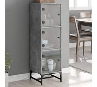 HETFTJN Credenza, Mobile Dispensa Alto Madie E Credenze Comò Camera Da Letto Mobile Piccolo Adatto per Ingresso Balcone Cucina Bagno con Ante in Vetro Grigio Cemento 35x37x120 cm