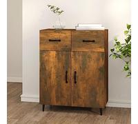 HETFTJN Credenza, Mobile Stile Industriale Vetrinetta Espositiva Mobile Multiuso Mobile Bar Per Casa Adatto per Soggiorno Ingresso Balcone Cucina Rovere Fumo 69,5x34x90 cm in Legno Multistrato