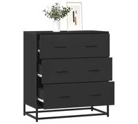 HETFTJN Credenza nera, 68 x 35 x 76 cm, con 3 cassetti, struttura in metallo, stile industriale, stabile e durevole, per soggiorno, cucina, corridoio