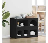 HETFTJN Credenza nera 80,5 x 35 x 59 cm in legno moderno basso con ripiani per sala da pranzo, soggiorno, ufficio, corridoio, credenza robusta