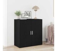 HETFTJN Credenza nera rovere 79 x 38 x 80 cm in legno Armadio da cucina con 2 ante Rustico Lowboard per sala da pranzo soggiorno e corridoio
