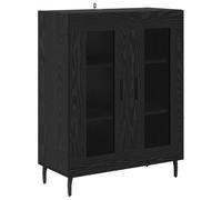 HETFTJN Credenza Rovere Nero 69,5x34x90 cm Mobile Buffet Multistrato | Mobile sideboard autoportante per soggiorno o corridoio con 2 ante capienti e vani per organizzare oggetti al meglio.