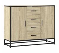 HETFTJN Credenza Rovere Sonoma 92x35x76 cm in Legno Multistrato e Metallo | Mobiletto multiuso per soggiorno e corridoio con 4 cassetti e 4 scomparti con ante per riordinare la casa in modo pratico.