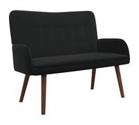 HETFTJN Divanetto a 2 Posti in Velluto Nero per Soggiorno, 115x61x87 cm | Ideale per camera da letto e salotto, questa mini panchina imbottita ha una struttura robusta e braccioli larghi.