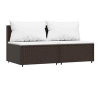 HETFTJN Divani Centrali da Giardino 2 pz Polyrattan Marrone