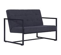 HETFTJN Divano 2 Posti in Tessuto Grigio Scuro Divanetto da Salotto 114cm | Poltrona biposto con morbida imbottitura in schiuma e stabili gambe in acciaio per il soggiorno o studio.