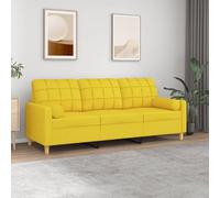 HETFTJN Divano 3 posti giallo chiaro 198 x 77 x 80 cm con cuscino decorativo dal design moderno in tessuto poliestere struttura metallica robusta e durevole per soggiorno, soggiorno, camera da letto