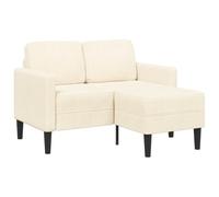 HETFTJN Divano a 2 posti con chaise longue a forma di L, 125 cm, moderno divano angolare in lino traspirante per piccoli soggiorni e appartamenti, comodo divano imbottito con chaise longue, crema