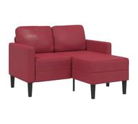 HETFTJN Divano a 2 posti con chaise longue a forma di L, 125 cm, piccolo divano angolare in ecopelle, moderno per piccoli soggiorni e appartamenti, rosso vino