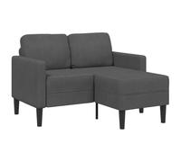 HETFTJN Divano a 2 posti con chaise longue a forma di L, grigio scuro, 125 cm, moderno divano angolare in lino traspirante, divano salvaspazio per piccoli soggiorni e appartamenti, con gambe stabili