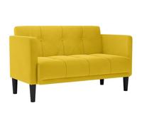 HETFTJN Divano a 2 posti, giallo, 124 x 67 x 74,5 cm, in velluto, larghezza della seduta 111 cm, per soggiorno, camera da letto e ufficio, moderno divano in velluto con imbottitura a molle