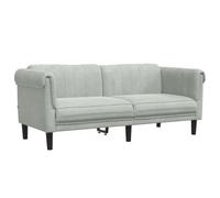 HETFTJN Divano a 2 posti, in velluto grigio chiaro, moderno, imbottito, largo 182 cm, comodo divano per soggiorno, ufficio e sala lettura, elegante divano a due posti con imbottitura e gambe in legno