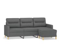 HETFTJN Divano a 3 posti con sgabello, larghezza della seduta 180 cm, moderno divano imbottito con rivestimento in tessuto e gambe in metallo, comodo set per soggiorno e ufficio
