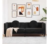 HETFTJN Divano a 3 posti, in velluto nero, 193,5 x 77 x 70 cm, moderno con cuscini imbottiti spessi, spazio sotto il divano, robusto telaio in legno per soggiorno, camera dei ragazzi e balcone