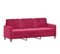 HETFTJN Divano a 3 Posti in Velluto Rosso Vino Moderno 198 cm | Sofà moderno con imbottitura in schiuma e telaio in metallo, ideale per arredare il soggiorno o l'ufficio.