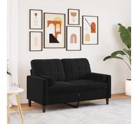 HETFTJN Divano a due posti in velluto, nero, 137 x 77 x 80 cm, moderno letto per ospiti a 2 posti, con cuscino decorativo rimovibile, struttura in metallo, confortevole per soggiorno, camera dei
